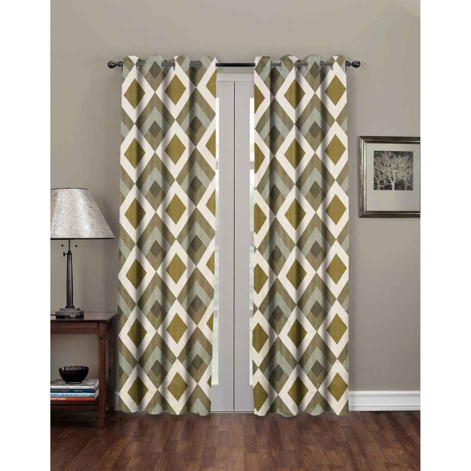 BAY6 Polyester Long Door Curtains - Set of 2 - (9x4 ft) - Dark Green