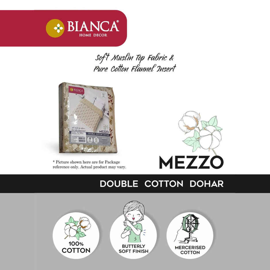 Bianca Extremely Soft 100% Muslin Cotton Dohar Pure Cotton Double Size Mezzo Ornamental-White/Peach