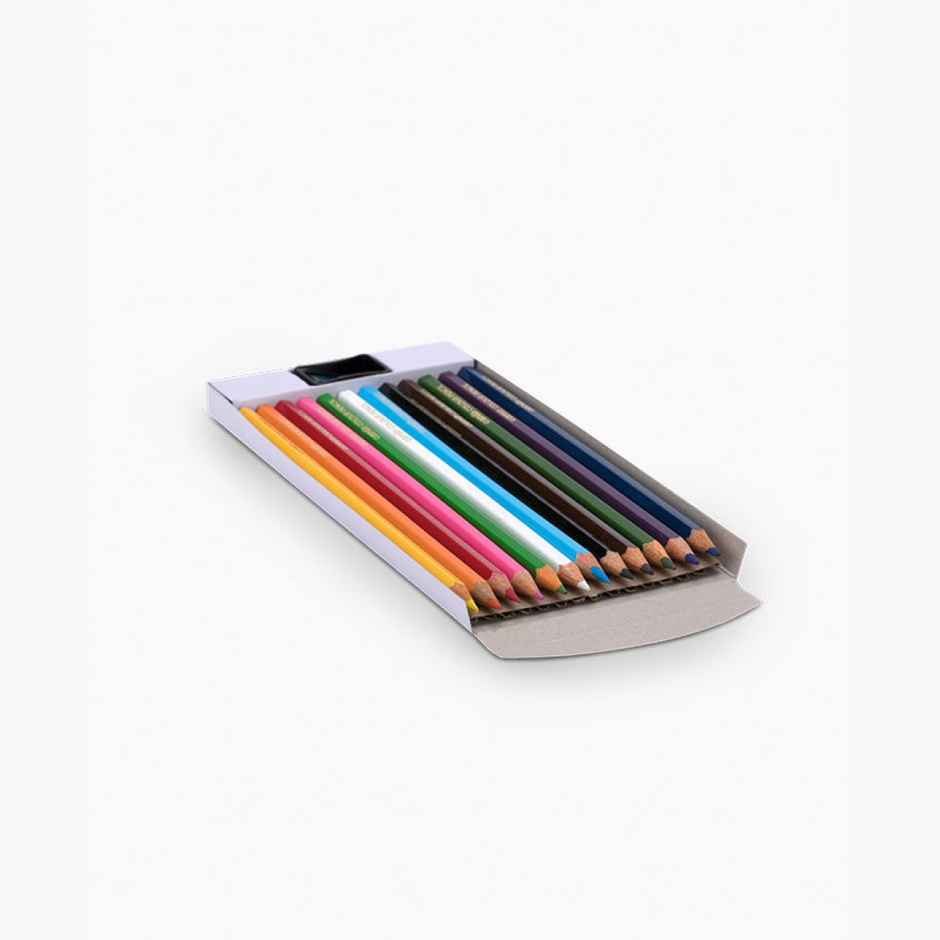 Camlin Colour Pencils Assorted Pack Of 12 Shades With Sharpener, Full Size