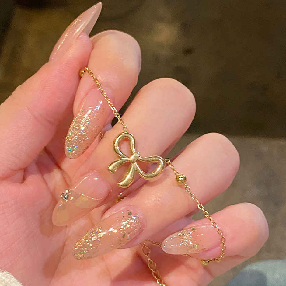 Label She Gold Plated Anti Tarnish Stainless Steel Bow Themed Wraparound Bracelet | LS-BNG-16211