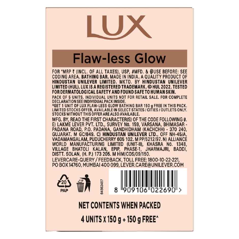 Lux Radiant Glow Bathing Soap infused with Vitamin C & E |For Superior Glow|Buy 4 Get 1 Free