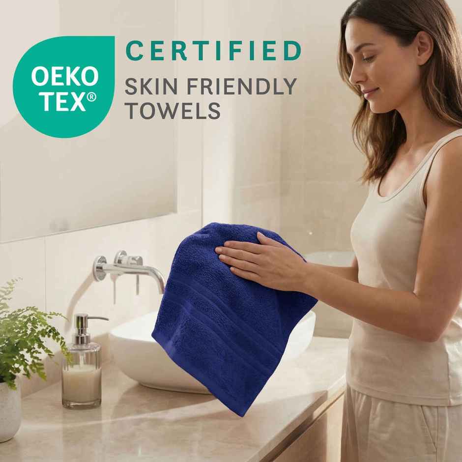 Mytrident Cotton Hand Towel | 400 GSM | Gym Towel Set - New Navy
