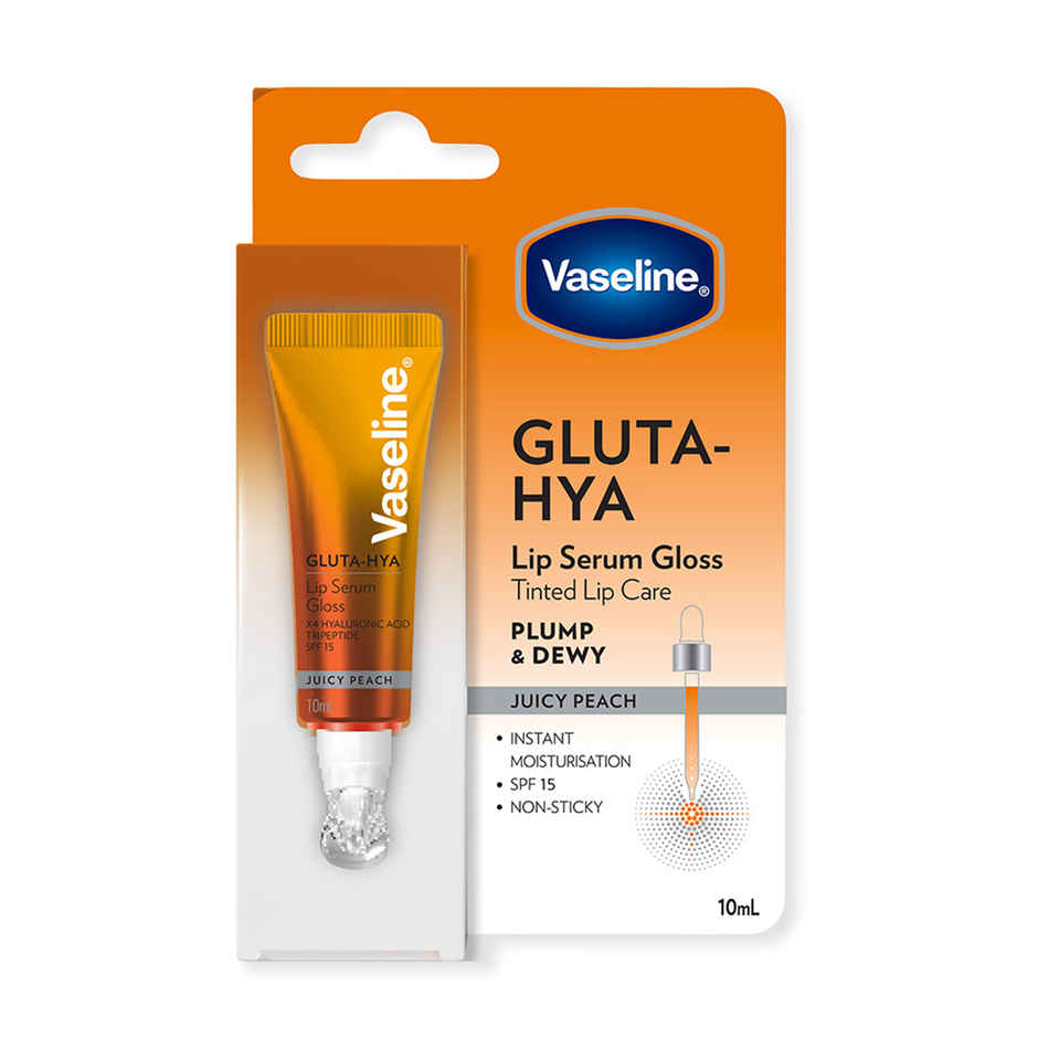 Vaseline Gluta-Hya Juicy Peach Lip Serum Gloss | 4X Hyaluronic Acid & Tripeptide | SPF 15
