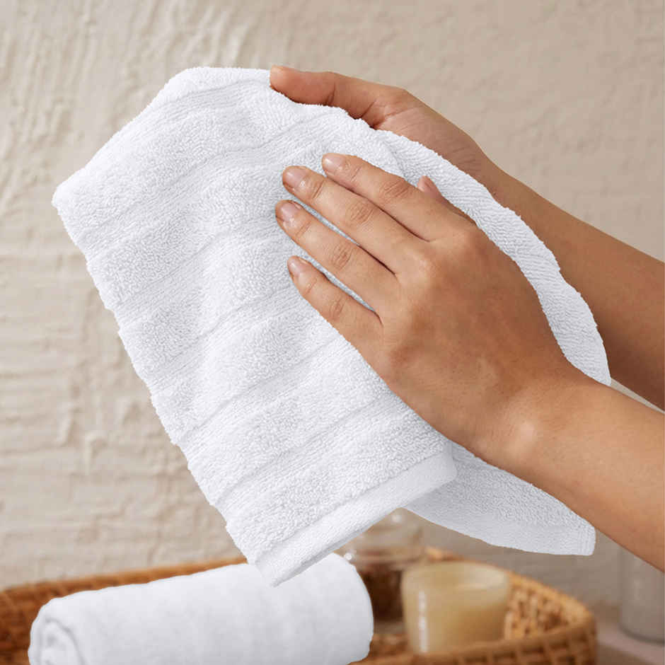 Mytrident Quick Dry Cotton Hand Towel Set | 16 x 28 in | White