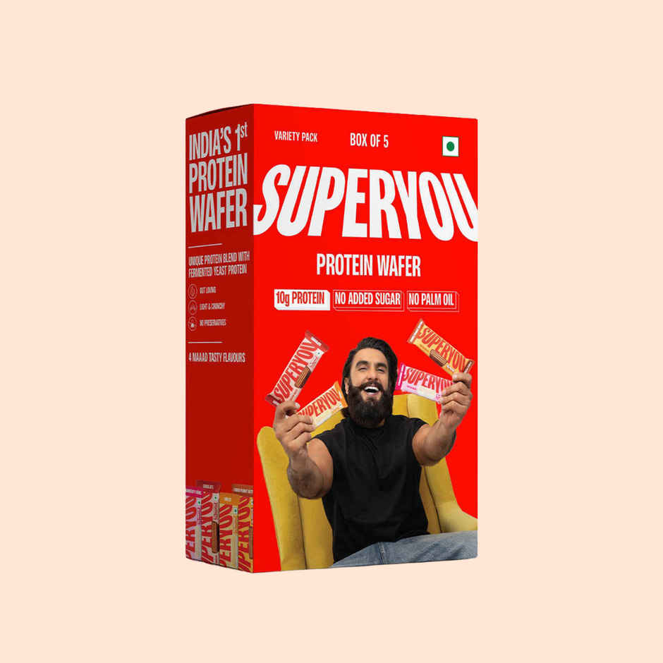 SuperYou 10g Protein Wafer Bar - Variety Pack (Made with Atta & Jowar. No Added Sugar.) (Pack of 5)