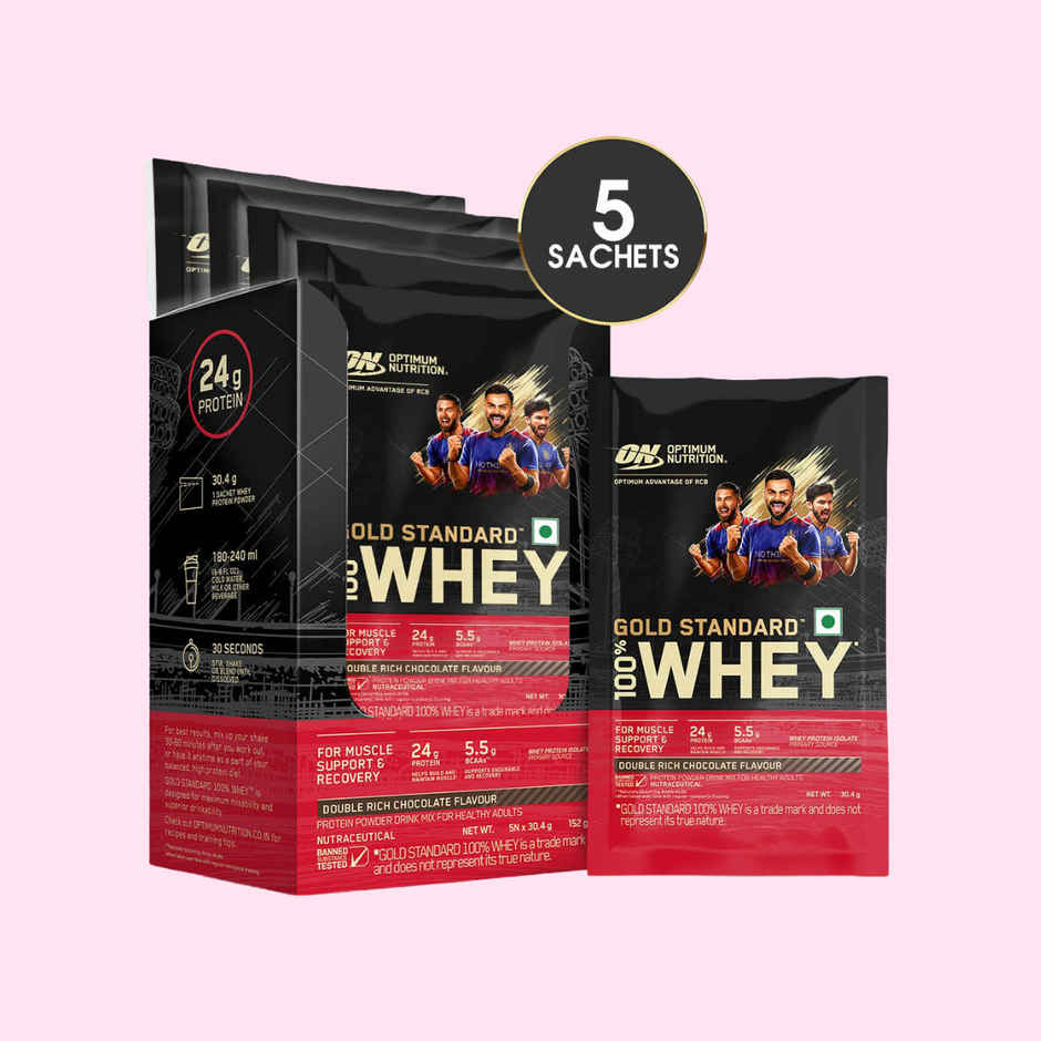 Optimum Nutrition Gold Standard Complete Whey Protein Powder Double Rich Chocolate (5 X 30.4g)