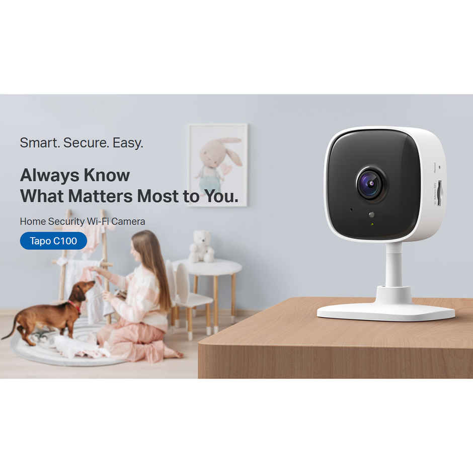 TP-Link Tapo C100 Home Security Wi-Fi Camera 2MP 1080p, Alexa Enabled, 2-Way Audio, Night Vision