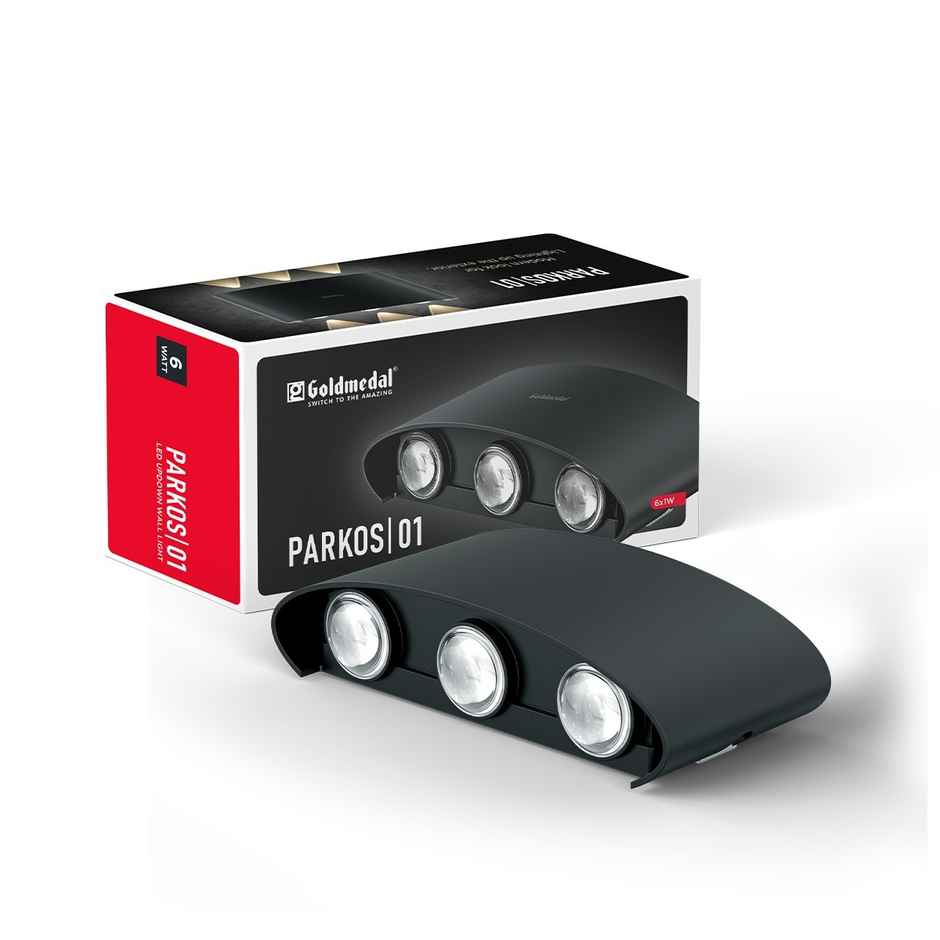 Gold Medal Parkos 01 6W Up-Down LED Outdoor Wall Light | IP54 Waterproof Exterior Wall Mount | Decorative Indoor/Outdoor Light for Garden, Balcony & Gate