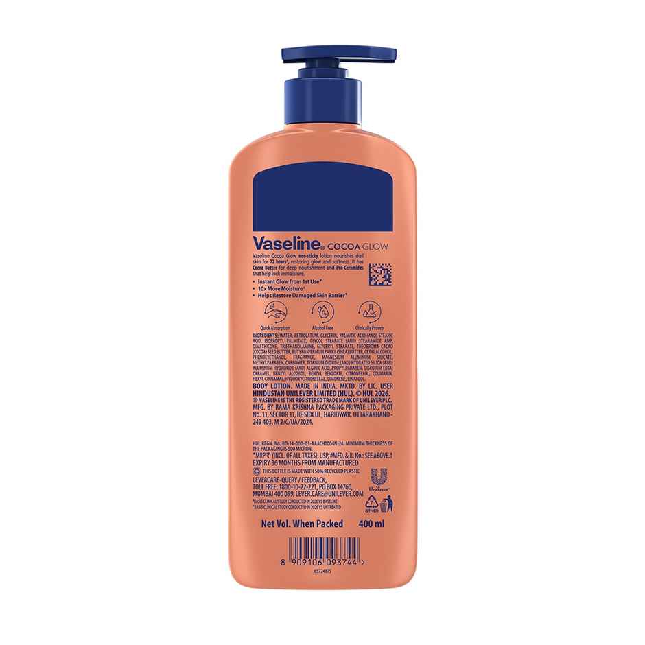 Vaseline Cocoa Glow Serum In Lotion100% Pure Cocoa & Shea Butter For Glowing & Soft Skin