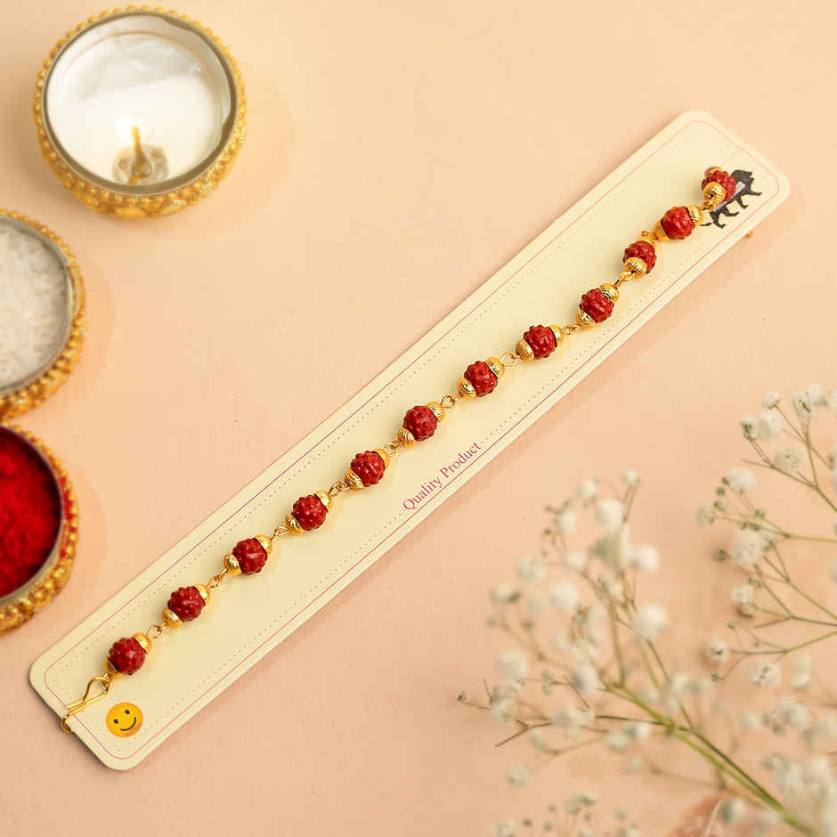 Sacred Rudraksha Bead Rakhi for Brother | Bracelet | Pack of 1 | Tomuncle