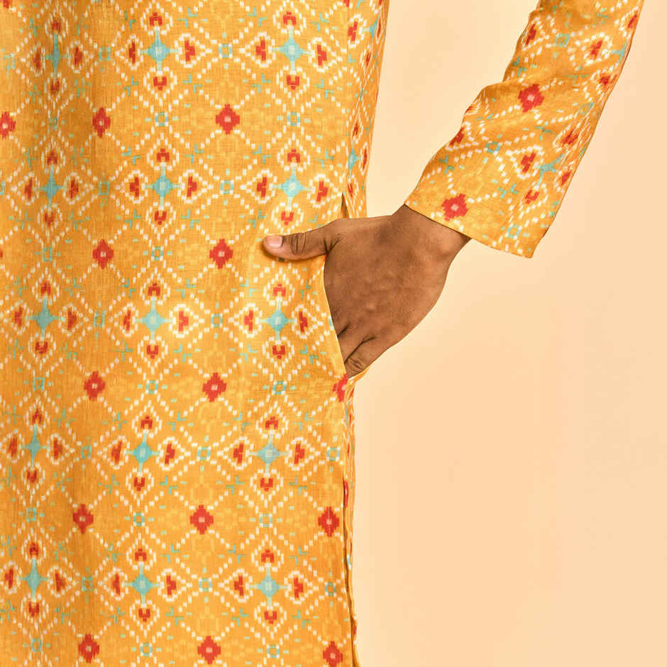 Diwas By Mayavar Men's Majestic Kurta | Mustard - XL
