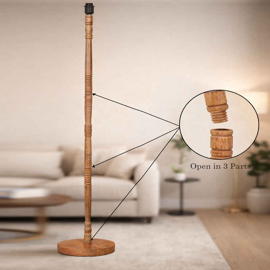 Homesake Mid-Century Wooden Floor Lamp with White Fabric Shade, Modern Standing Light