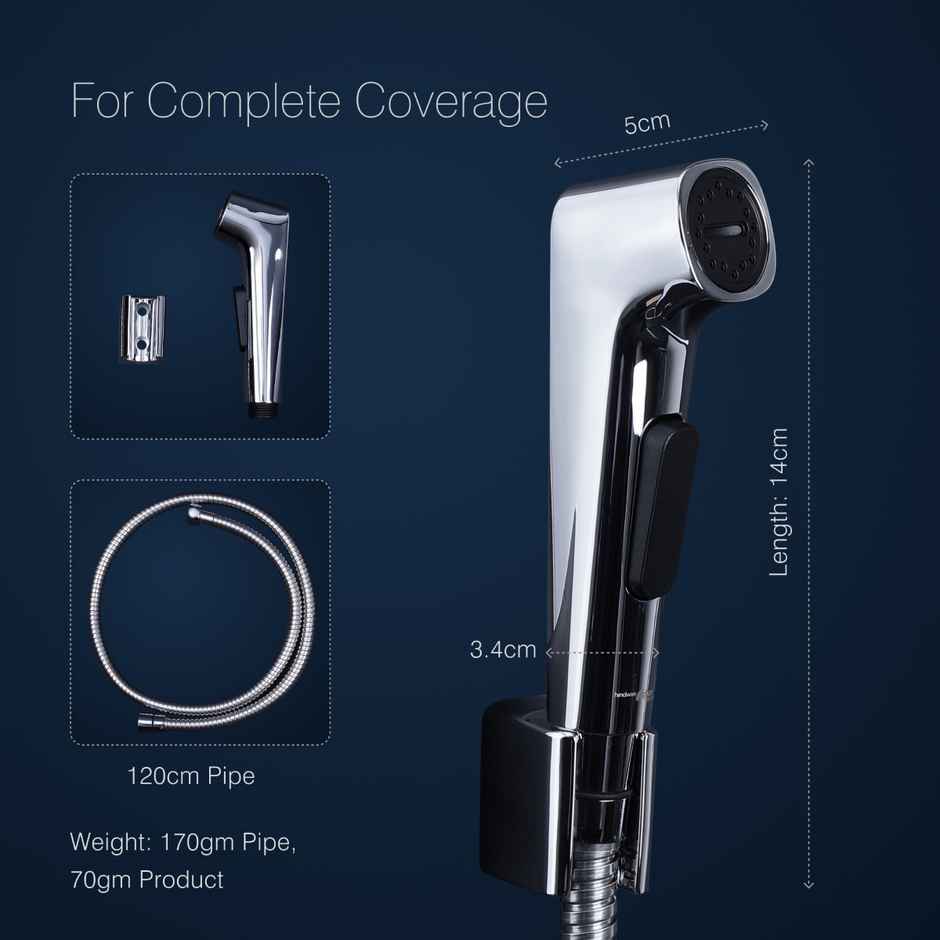 Hindware Premium Health Faucet For Bathroom | 1.2 meter | Flexible Hose|Chrome And Black