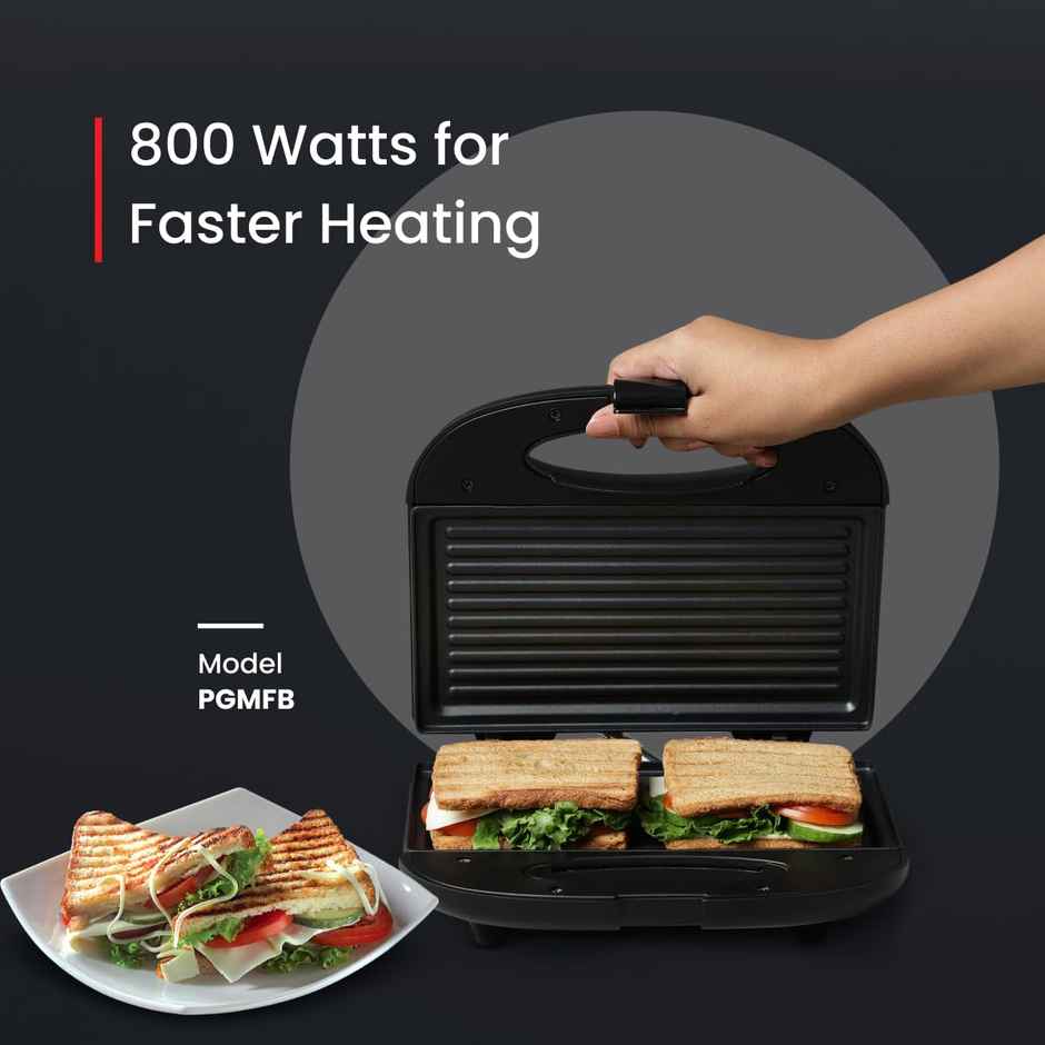Prestige PGMFB 800 Watt Grill Sandwich Toaster with Fixed Grill Plates - Black