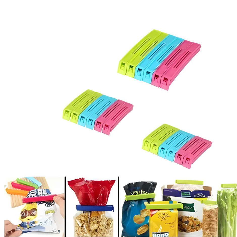 Soham Housewares Food Bag Clips-12 Pcs Set (Assorted)