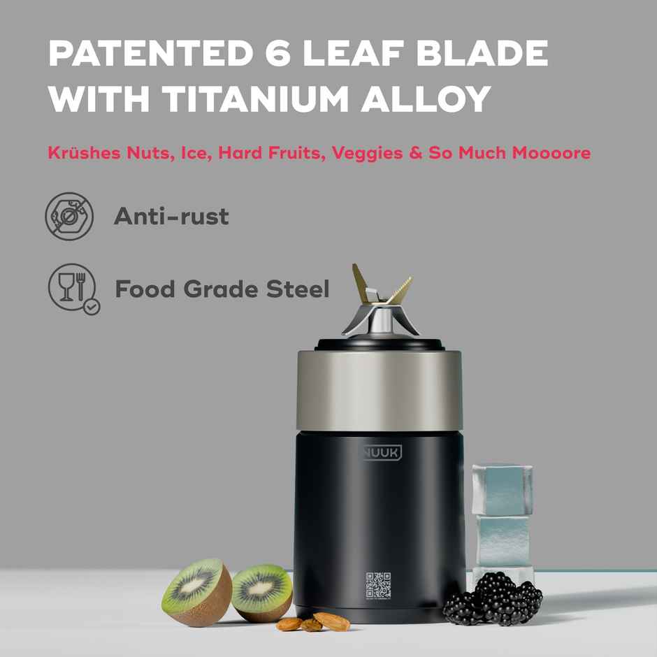Nuuk Krush Blender | 6 Patended Titanium Blades | 500W | 24500 RPM Motor | Elderberry Black
