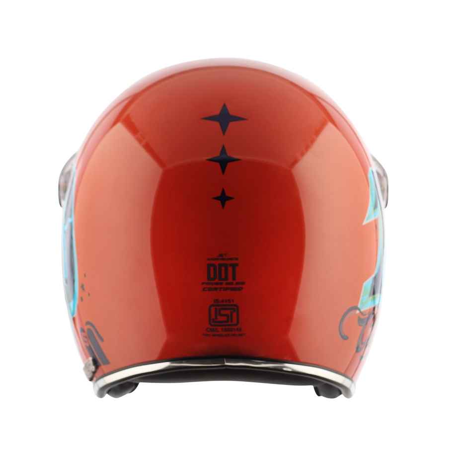 Axor Retro Jet Sportz C13 Isi Ece And Dot Certified Open Face Helmet - Orange Blue - L