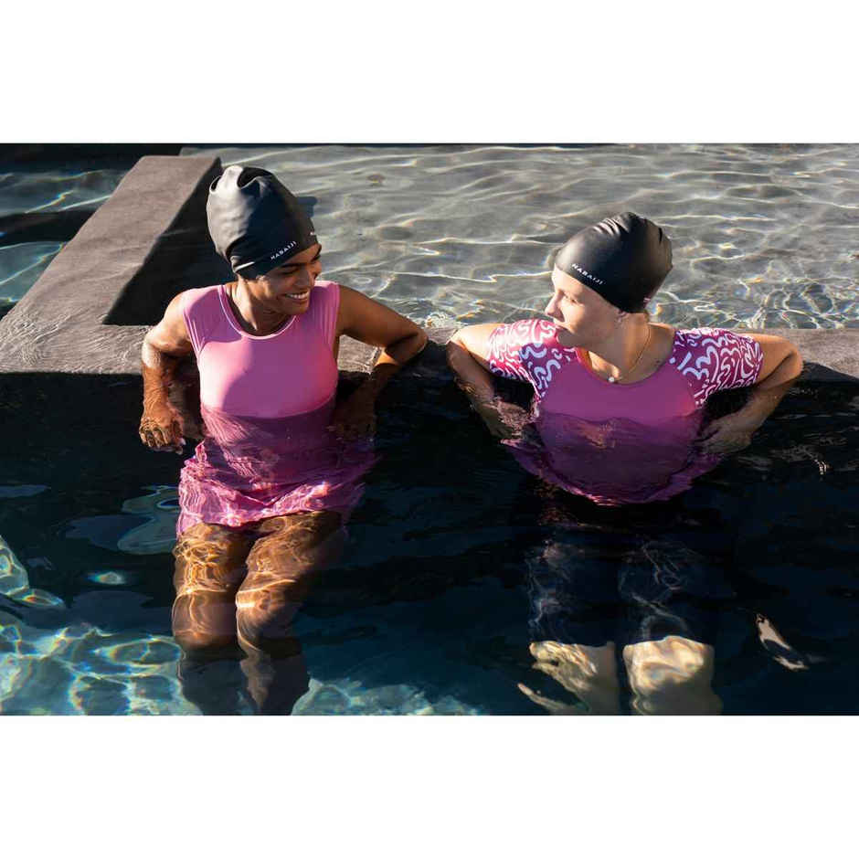 Decathlon Nabaiji Adult Silicone Long Hair Swim Cap | Black | 56|60 Cm