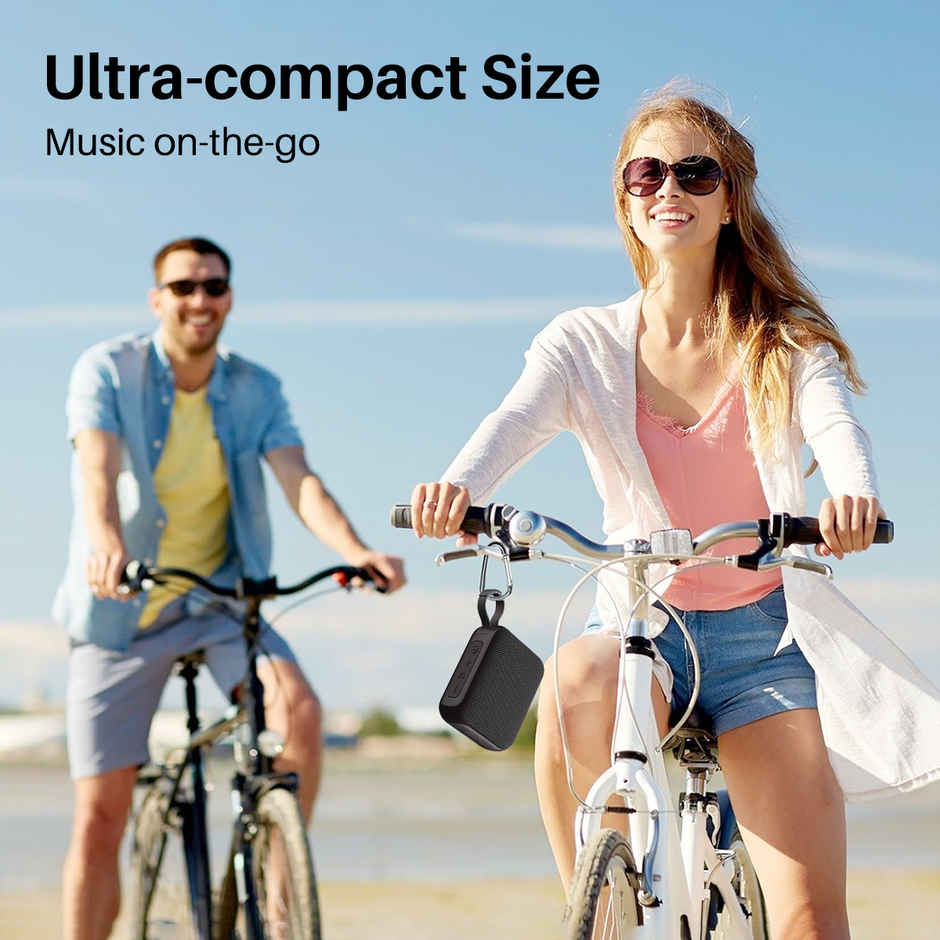 pTron Funk Wow 6W Ultra Portable Bluetooth Speaker with Pristine Sound, IPX5 Water-Resistance, 10hrs Playtime, Multi-Playback Modes, True Wireless Feature, Lightweight & Type C Charging - Black