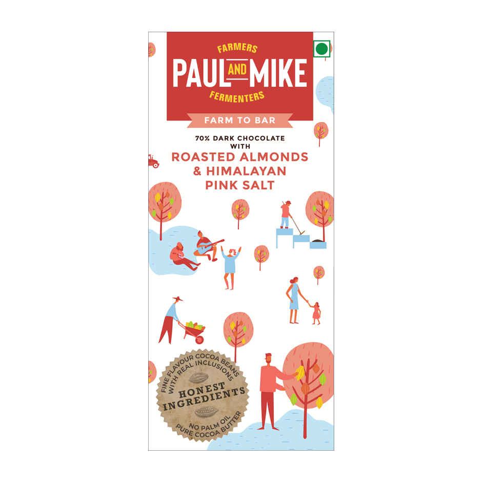 Paul And Mike 72% Dark Roasted Almonds & Himalayan Pink Salt