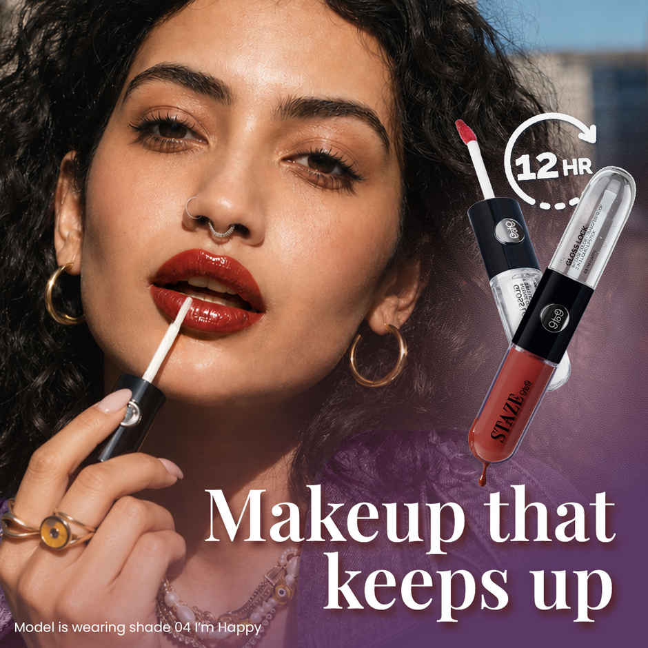 Staze Gloss Lock 2-in-1 Liquid Lipstick + Clear Gloss | Transferproof  | 06 Im Feisty | 7g