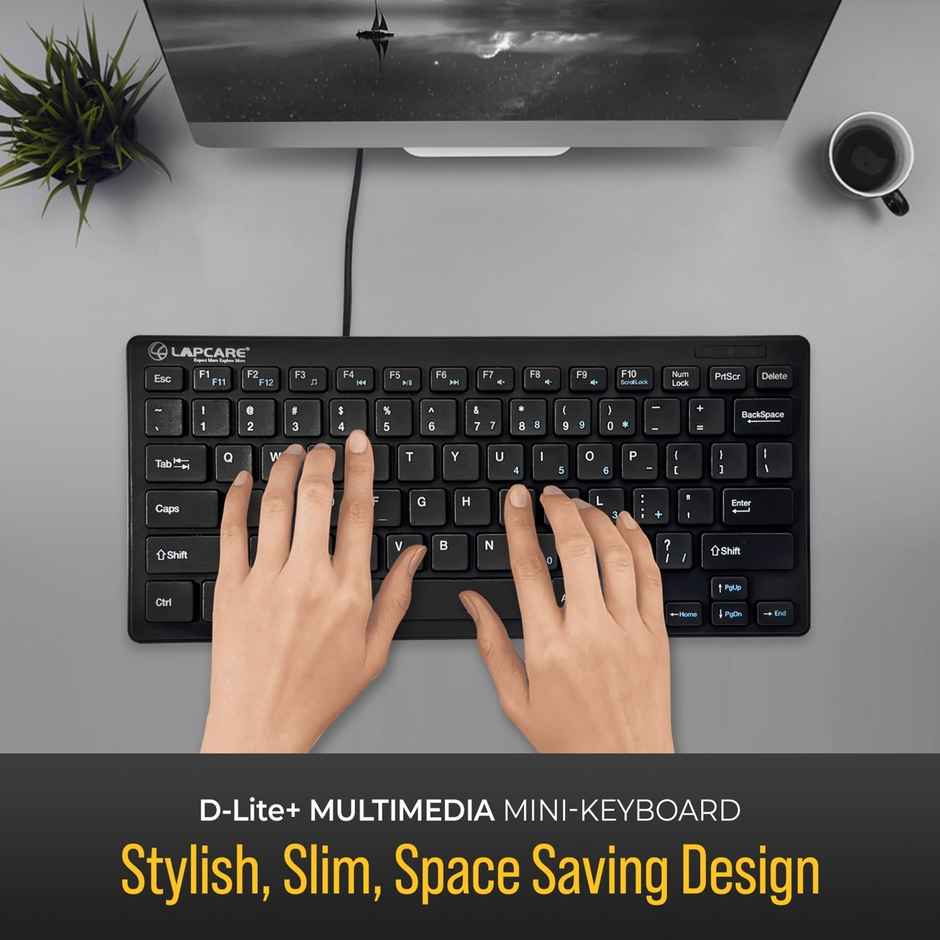 Lapcare Wired Mini Keyboard | 2.4 GHz | 87 Chocolate Keys | Compatible with Windows PC-Laptop-MAC