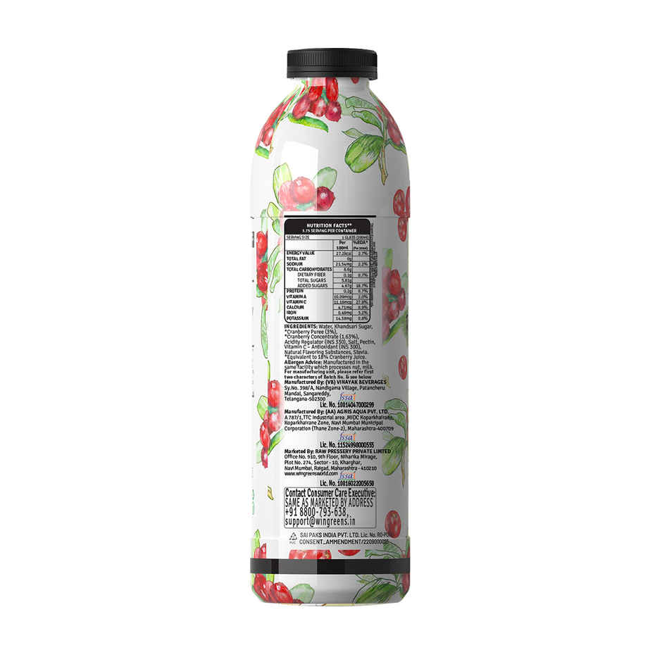 RAW Pressery Refreshers Cranberry Juice  Fruit Juice