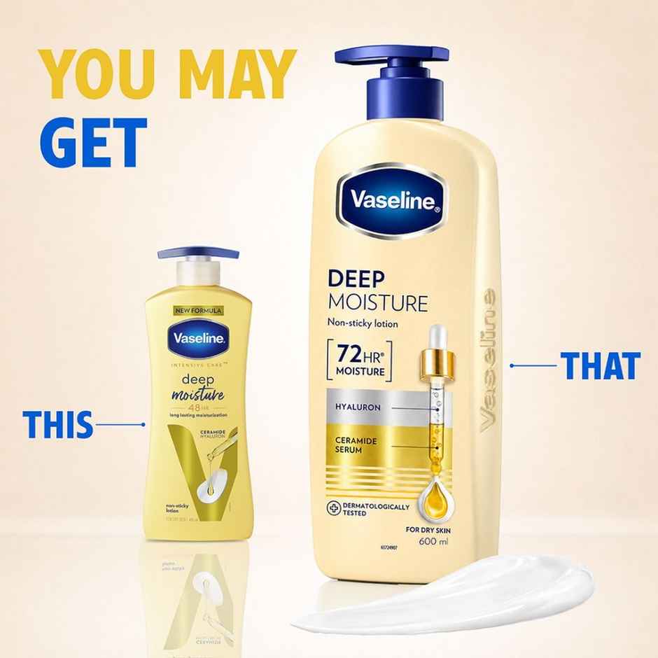 Vaseline Deep Moisture Body Lotion With Ceramide Hyaluron | 10X More Moisture| For Dry Skin