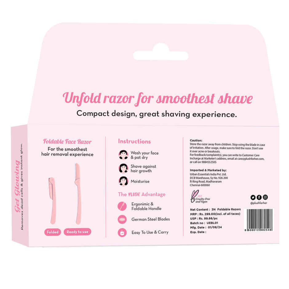 Plush Foldable Face Razor For Women Easy, Painless & Gentle On Skin Facial Hair Removal