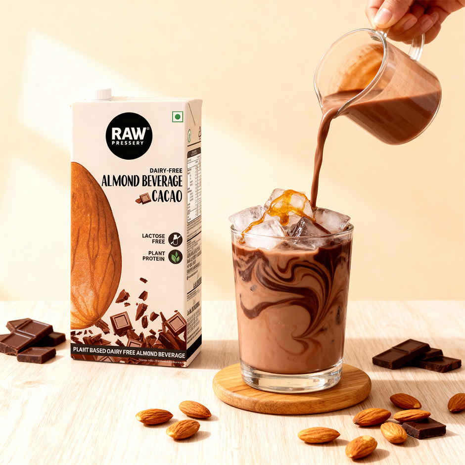 RAW Pressary Almond Bevarage Cacao  Chocolate Flavoured Almond Drink  Lactose Free  Vegan Drink