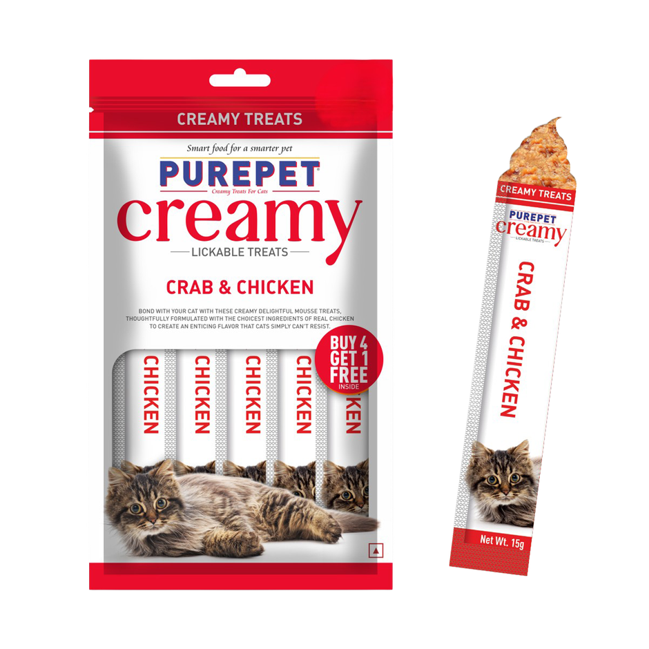 Purepet Crab and Chicken Creamy Lickable Cat Treats
