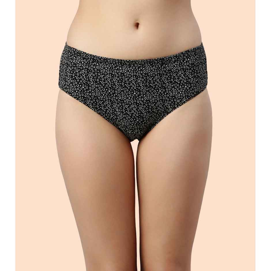 Enamor Women's CH03 Printed Stretch Cotton Hipster Panty | Mid Waist | PO3 | Assorted | L
