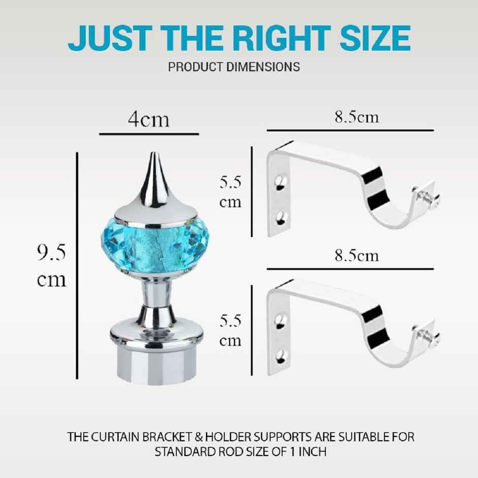 Gloxy Aluminium Single Diamond Curtain Brackets with Support Fittings 1 inch Rod