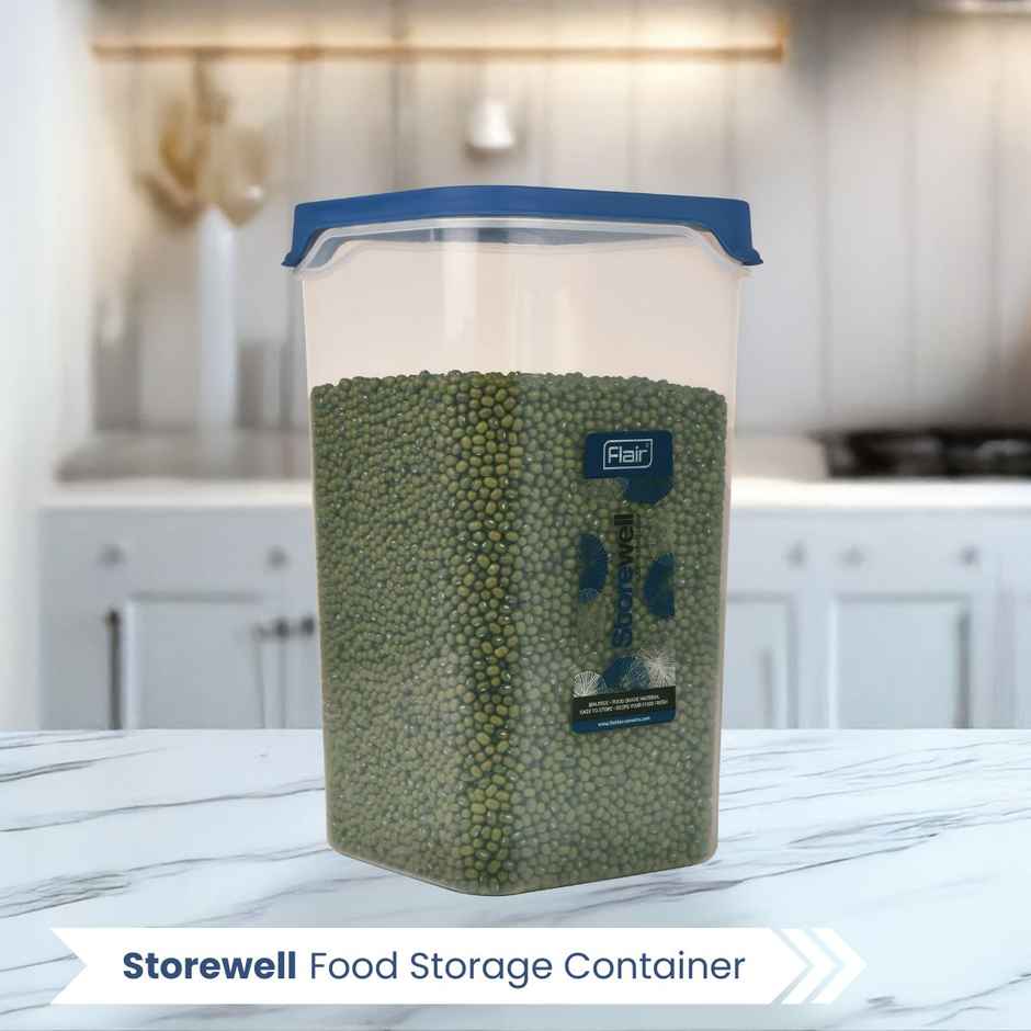 Flair Plastic Storewell Food Storage Containers 3000Ml (Blue), Food Grade, Bpa Free