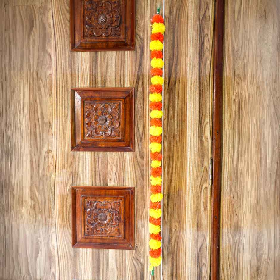 Artificial Ganda Phool Mala | Dual Orange & Yellow Color