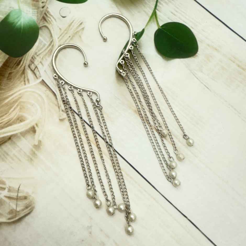 The Opal Factory | Oxidised Jewelry | Ear Cuff with Drops | Silver