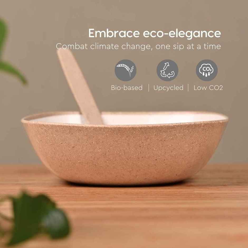 Eha Earth Friendly Multipurpose Bowls | 600 ml, 2 pcs, Tortilla | Made with Rice Husk Biocomposite