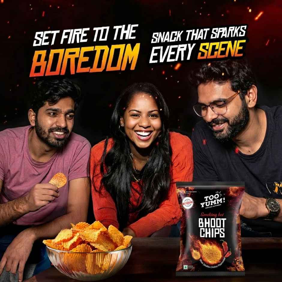 Too Yumm Smoking Hot Bhoot Potato Chips, No Palm Oil Healthy Spicy Chips, 35% Less Saturated Fats
