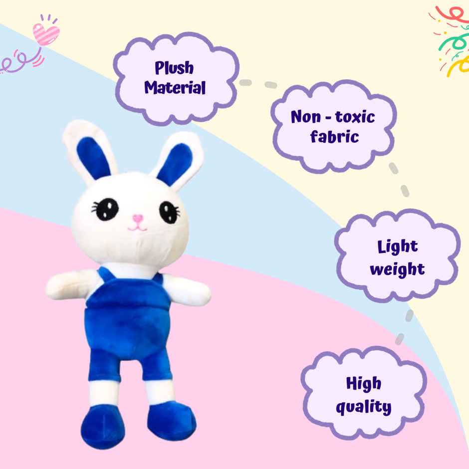 Toytales Cute Blue Bunny Soft Toy Rabbit Plushie Stuffed Toys For Kids Baby Boys Girls Animal Toy