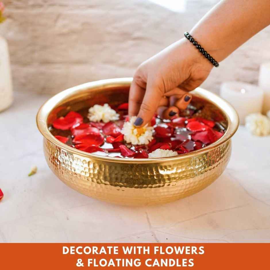 Behoma Classic Hammered Urli Bowl - Elegant Gold Finish