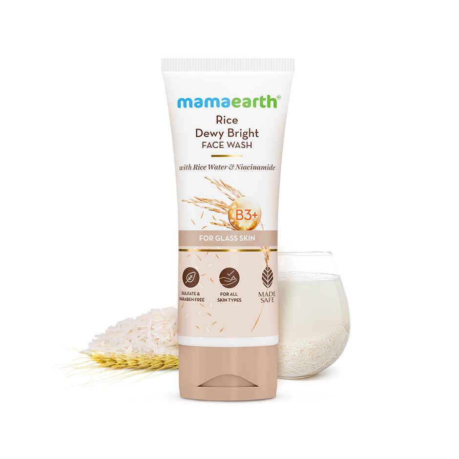Mamaearth Rice Face Wash With Rice Water & Niacinamide For Glass Skin | Hydrated, Even SkinTone