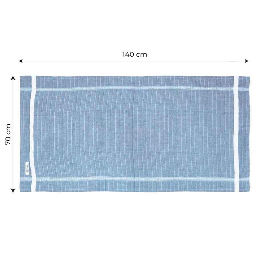 Thirsty Towel by Doctor Towels Double Cloth Cotton Bath Towel Solid | 70 X 140 cm - Blue