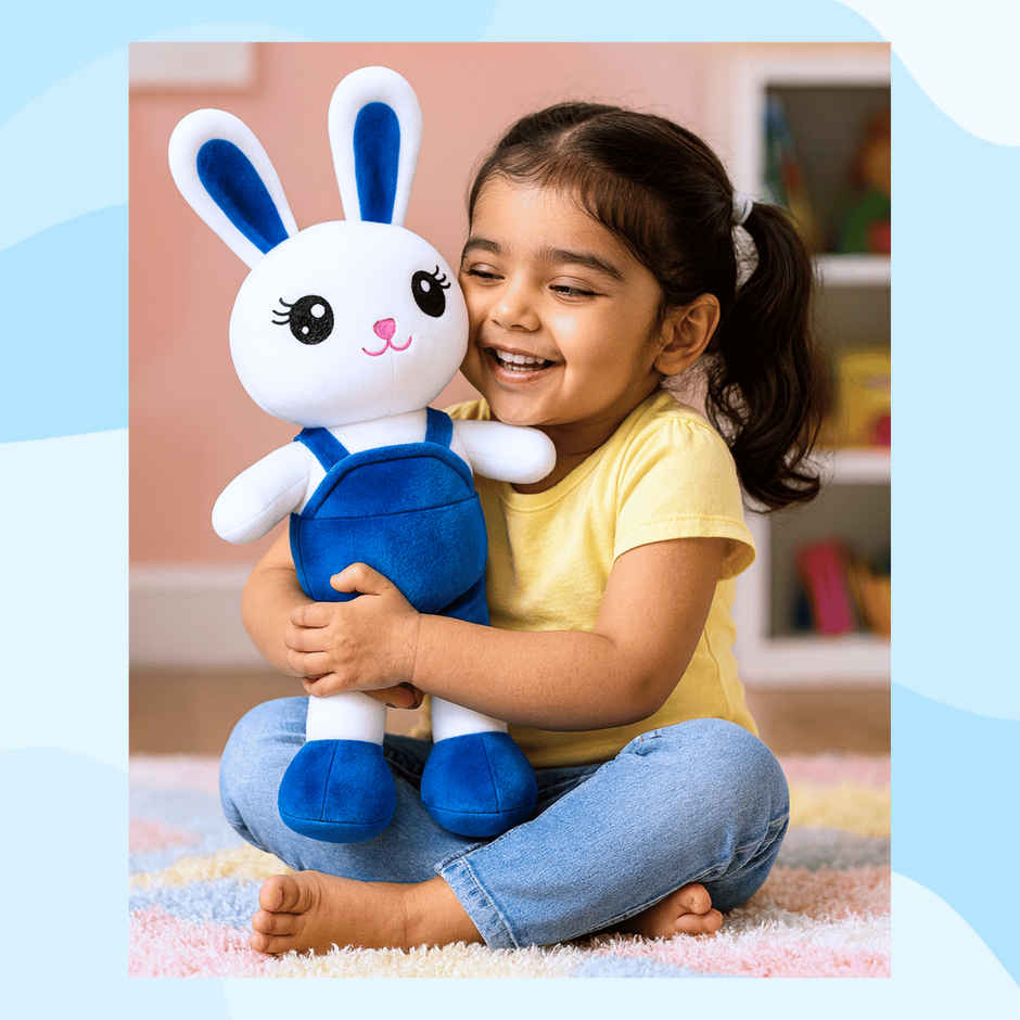 Toytales Cute Blue Bunny Soft Toy Rabbit Plushie Stuffed Toys For Kids Baby Boys Girls Animal Toy