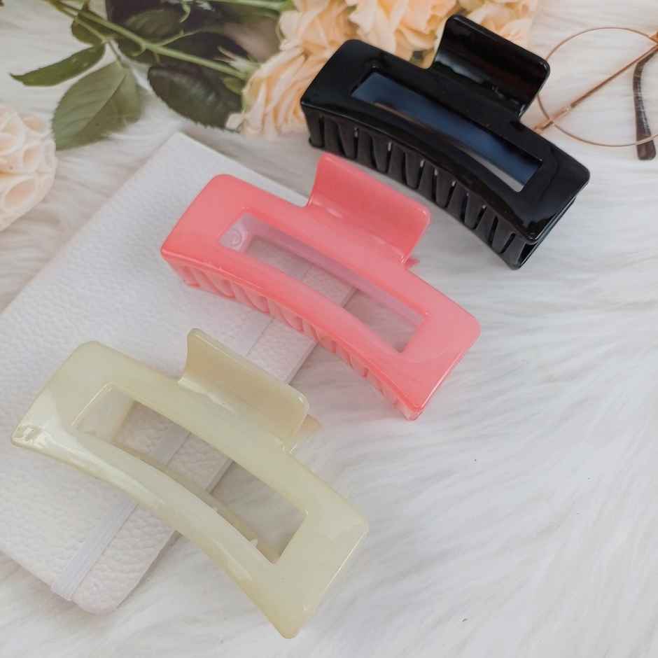 The Opal Factory Big Same Style Claw Clips for Girls and Women | Set of 3 | Large | Glossy