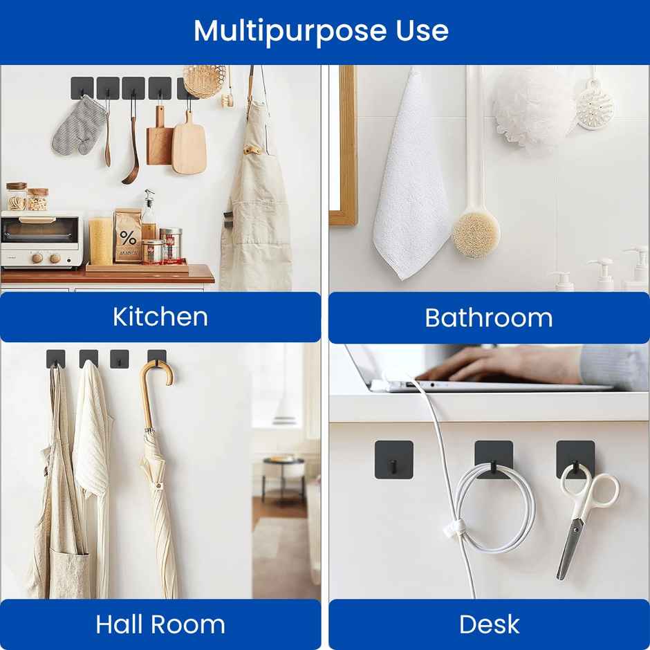 Zulaxy Premium Self-Adhesive Metal Wall Hooks - Heavy Duty & Waterproof
