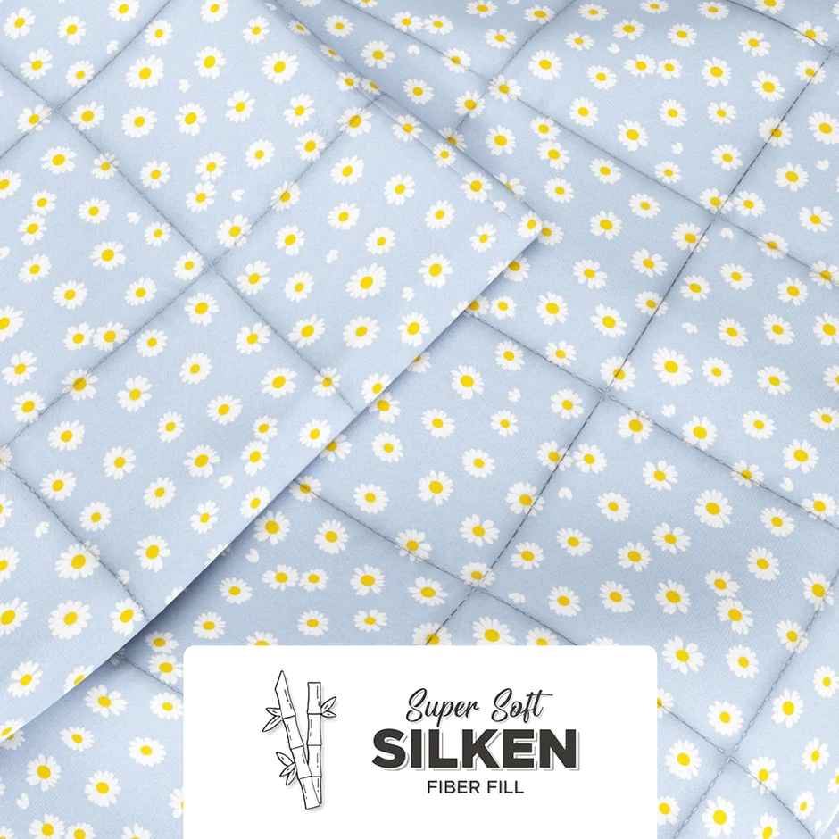 Kopa Super Soft Microfiber Double Comforter for All Weather |Double Size | Floral | Blue, Yellow