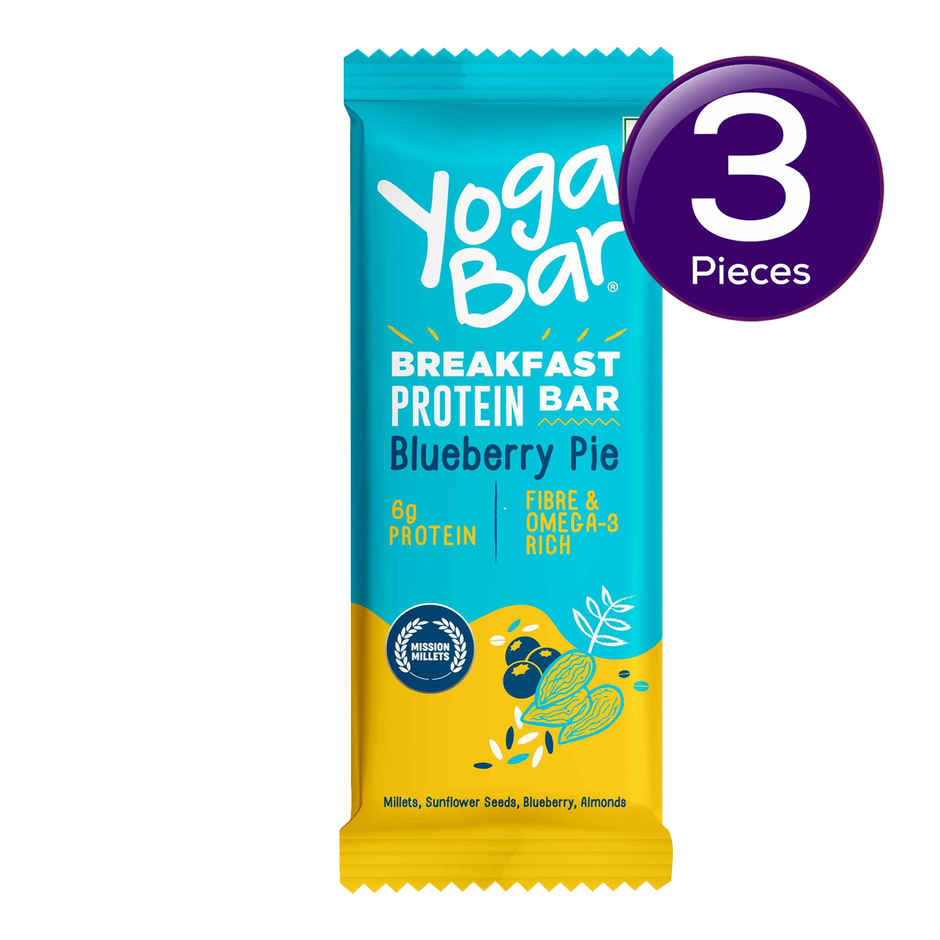 Yoga Bar 6g Breakfast Protein Bar Blueberry Pie, Berries, Millets and Seeds, High Fibre Granola Bar Combo
