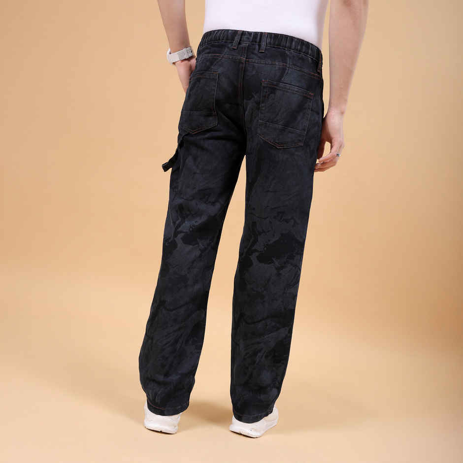 The Indian Garage Co Men's G371 Baggy Fit Solid Casual Jeans | Dark Blue | 34