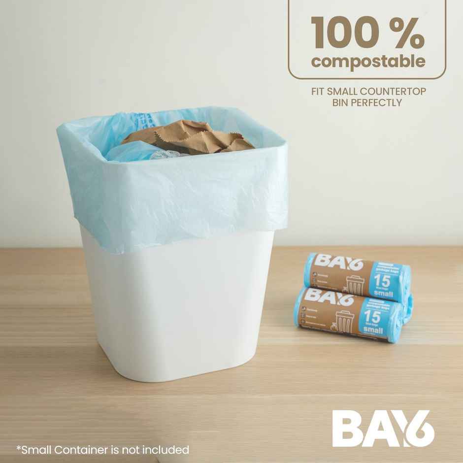 BAY6 Compostable Garbage Bags Roll - Small - 17 x 19 Inch - Blue