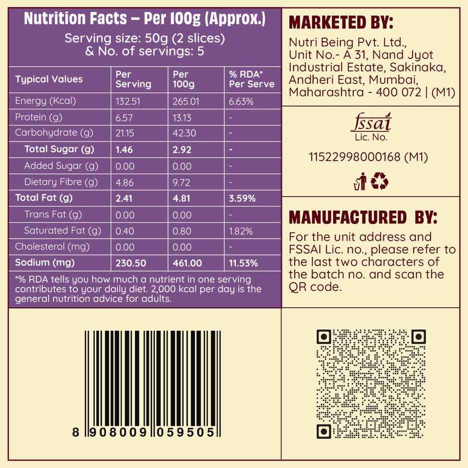 The Health Factory Multigrain Low GI Bread | Zero Maida | No Added Sugar | Whole Wheat Bread
